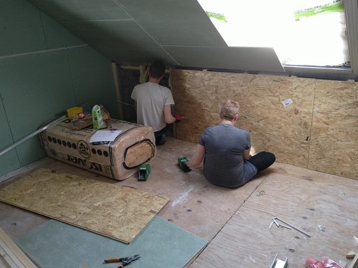 Drempel verkleidet mit OSB3 und GKFI Platten